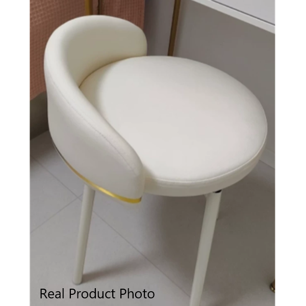 Tabouret de coiffeuse pivotant contemporain scandinave en similicuir Nappa rond à dossier bas pour chambre à coucher 