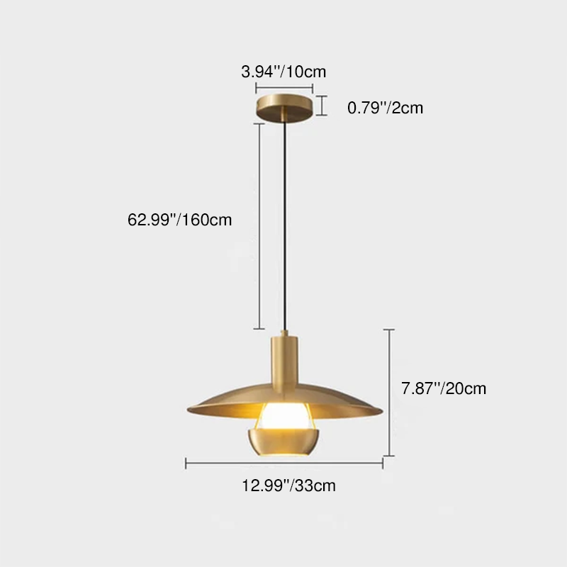 Modern Minimalist All Copper Flying Saucer Design 1-Light Pendant Light For Living Room &amp; Dining Room