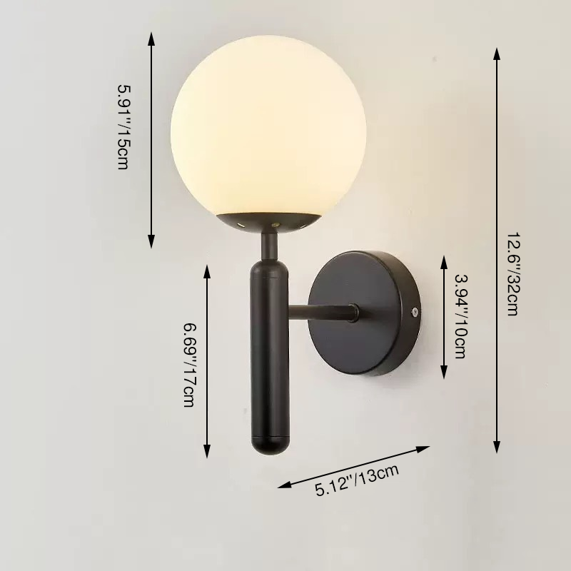 Modern Minimalist Globe Iron Glass 1-Light Wall Sconce Lamp For Living Room
