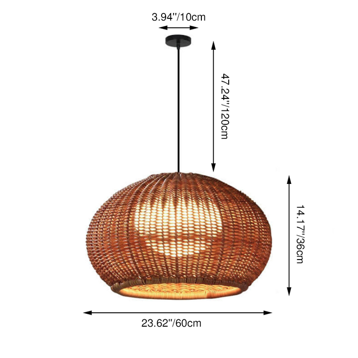 Lámpara Colgante Minimalista Japonesa de Ratán de 1 Luz 