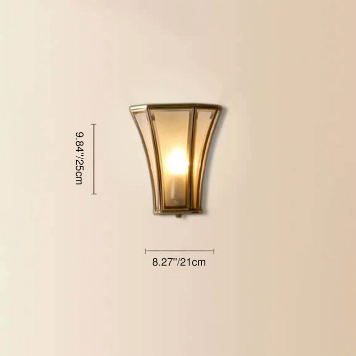 Traditional Vintage Glass Brass Column 1-Light Wall Sconce Lamp For Living Room