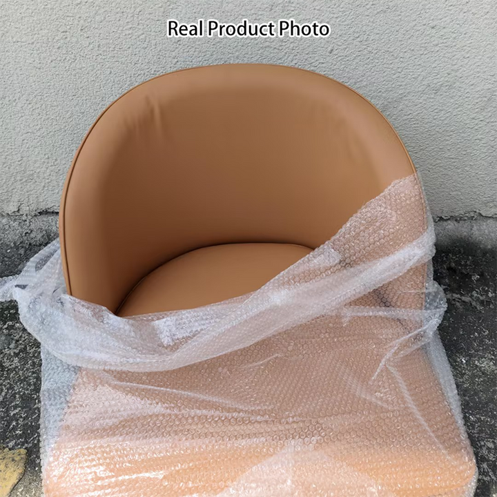 Contemporary Nordic Curved Faux Leather Nylon Steel Swivel Desk Chair Backrest Armless For Study