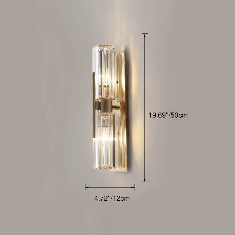 Modern Luxury Crystal Metal Strip 2-Light Wall Sconce Lamp