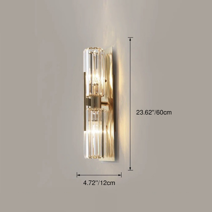 Modern Luxury Crystal Metal Strip 2-Light Wall Sconce Lamp