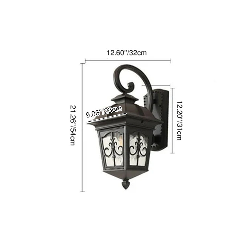European-style Vintage Square Lantern Outdoor Waterproof Wall Sconce Lamp