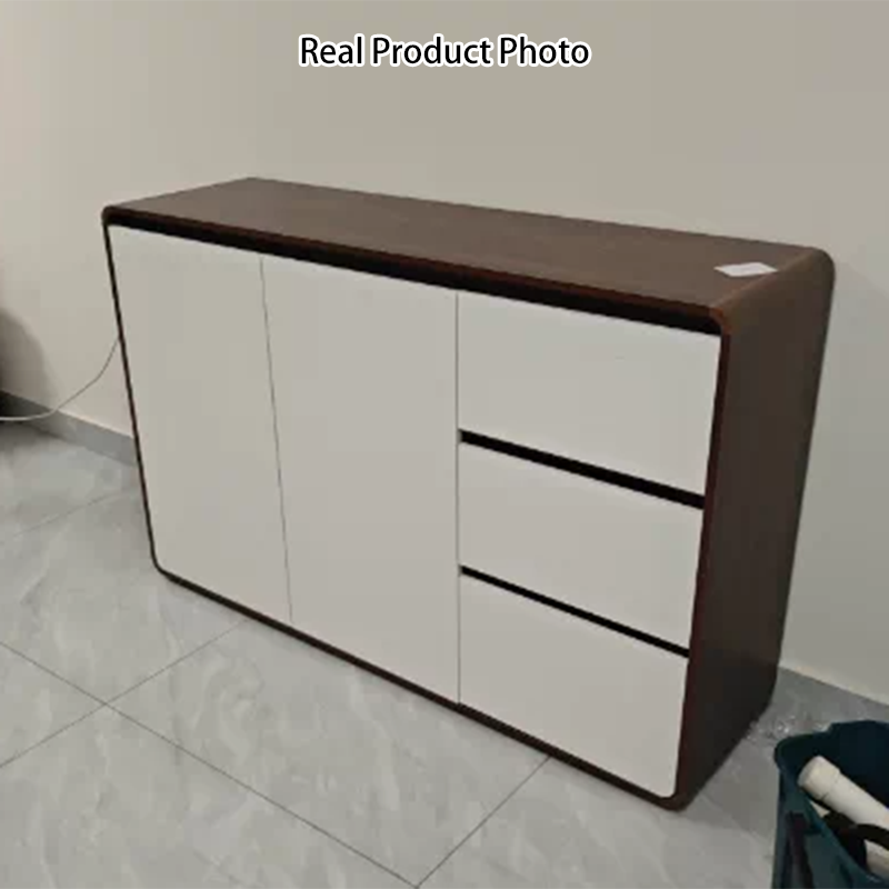 Modern Minimalist Plywood Metal Rounded Square Rectangle Storage Cabinet With 3 Drawers For Living Room