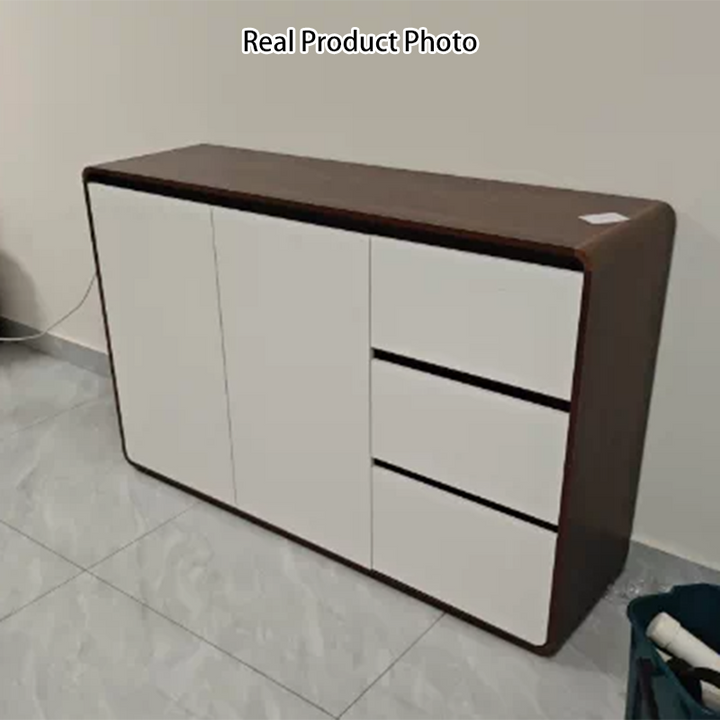 Modern Minimalist Plywood Metal Rounded Square Rectangle Storage Cabinet With 3 Drawers For Living Room