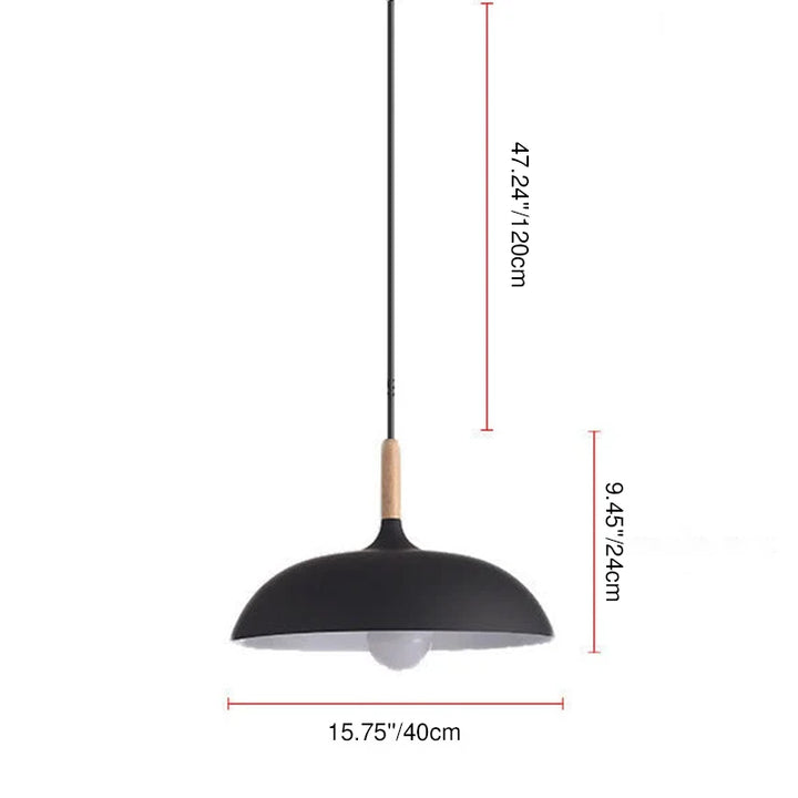 Moderne Metall-Holz-Top 1-Licht-Kuppel-Pendelleuchte 