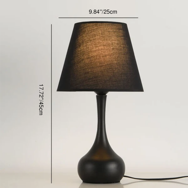 Modern Minimalist Pure Black White Iron Fabric 1-Light Table Lamp For Bedroom