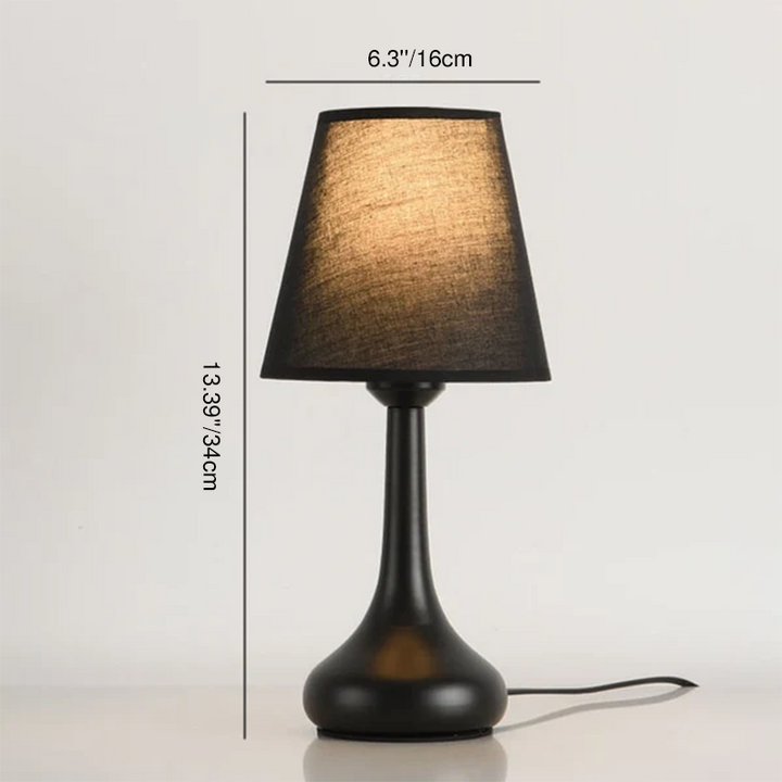 Modern Minimalist Pure Black White Iron Fabric 1-Light Table Lamp For Bedroom