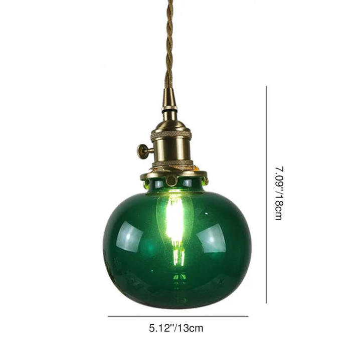 Modern Minimalist Round Head Copper Glass 1-Light Pendant Light For Living Room