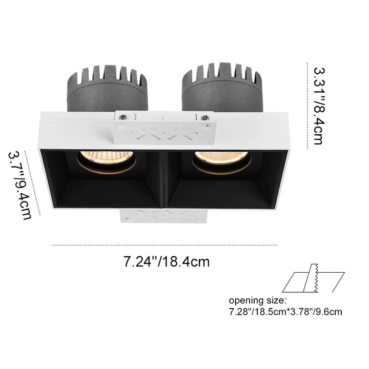 Borderless Square Flush Mount Ceiling Light - Minimalist Aluminum Square LED Spotlight For Home Office