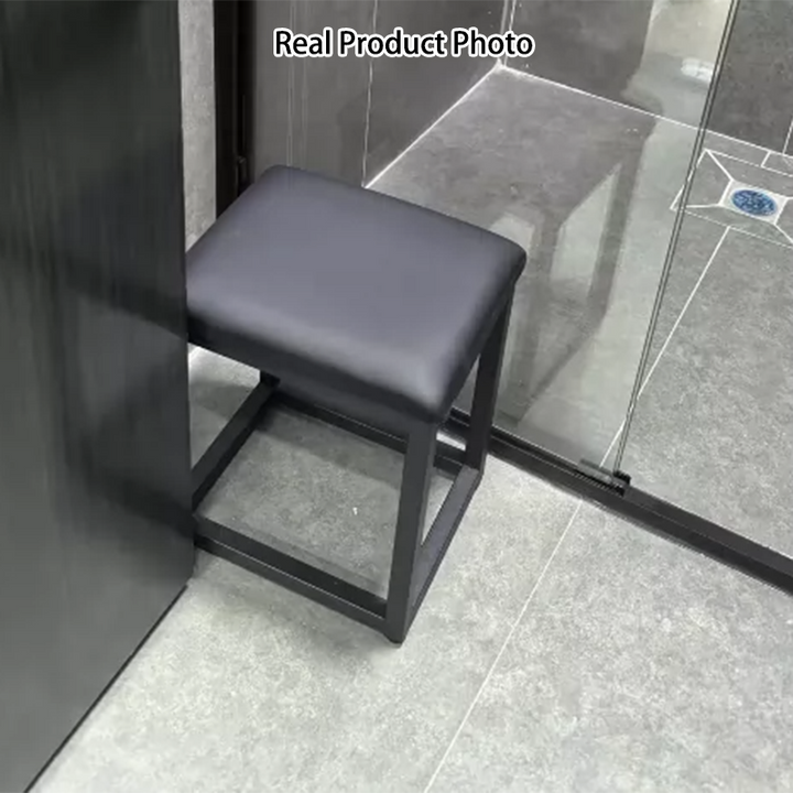Taburete de tocador rectangular cuadrado sin respaldo de esponja de hierro de cuero PU minimalista moderno para dormitorio 