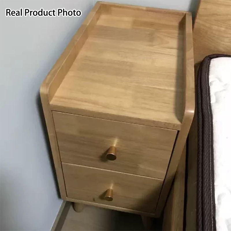 Cube rétro contemporain en panneau de fibres à densité moyenne Table de chevet 2 tiroirs pour chambre 