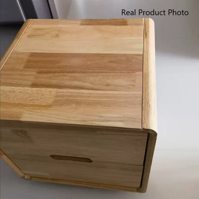 Moderner minimalistischer rechteckiger Nachttisch aus massivem Holz und Sperrholz mit 2 Schubladen für das Schlafzimmer 