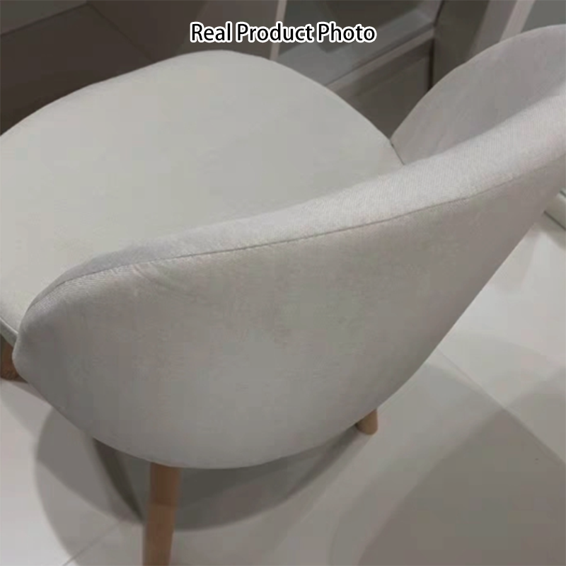 Tabouret de coiffeuse contemporain nordique avec dossier, tissu courbé et pieds en bois pour chambre 