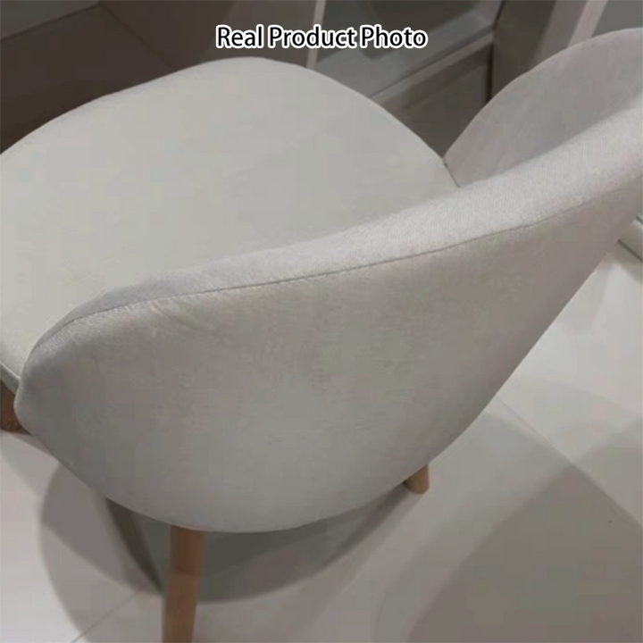 Tabouret de coiffeuse contemporain nordique avec dossier, tissu courbé et pieds en bois pour chambre 
