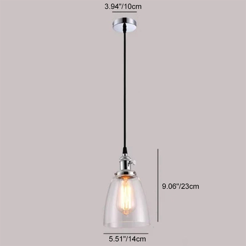 Industrielle Retro-Glasglockenschirm 1-Licht-Pendelleuchte 