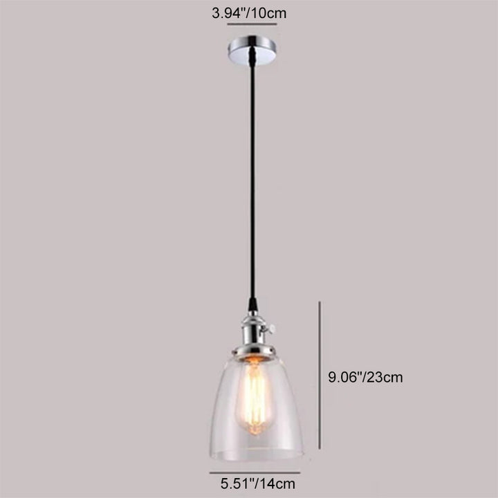 Industrielle Retro-Glasglockenschirm 1-Licht-Pendelleuchte 