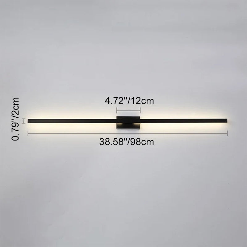 Nordic Minimalist Black Linear LED Mirror Front Light Wall Sconce Lamps