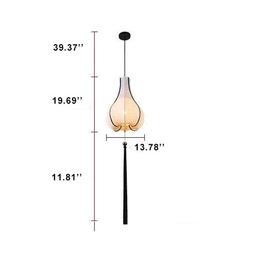 Suspension rétro en tissu 1 lumière, lanterne chinoise blanche 