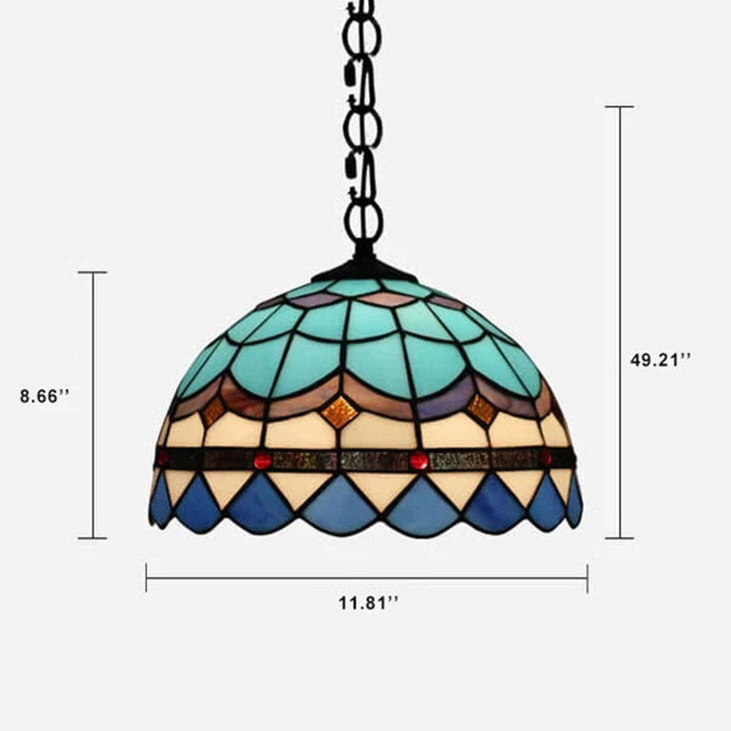Tiffany Colorful Glass 1-Light Dome Pendant Light