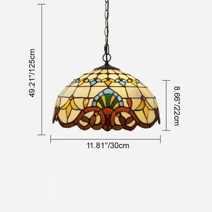 Tiffany Stained Glass 1-Light Bowl Shape Pendant Light