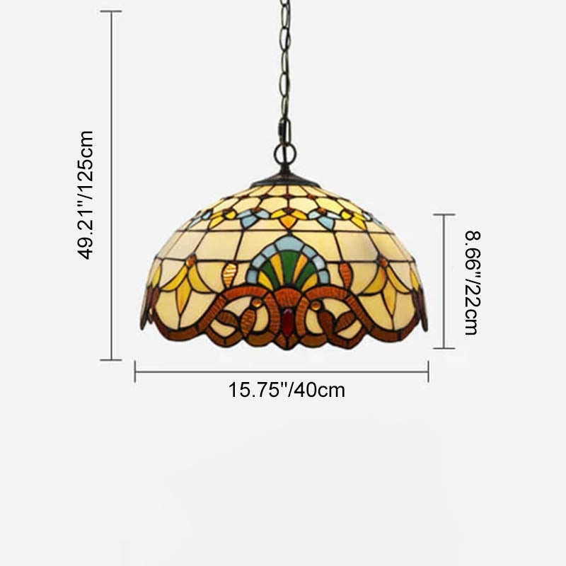 Tiffany Stained Glass 1-Light Bowl Shape Pendant Light
