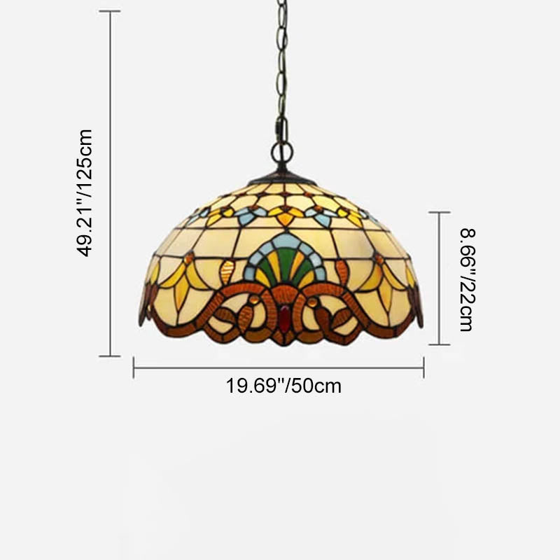 Tiffany Stained Glass 1-Light Bowl Shape Pendant Light