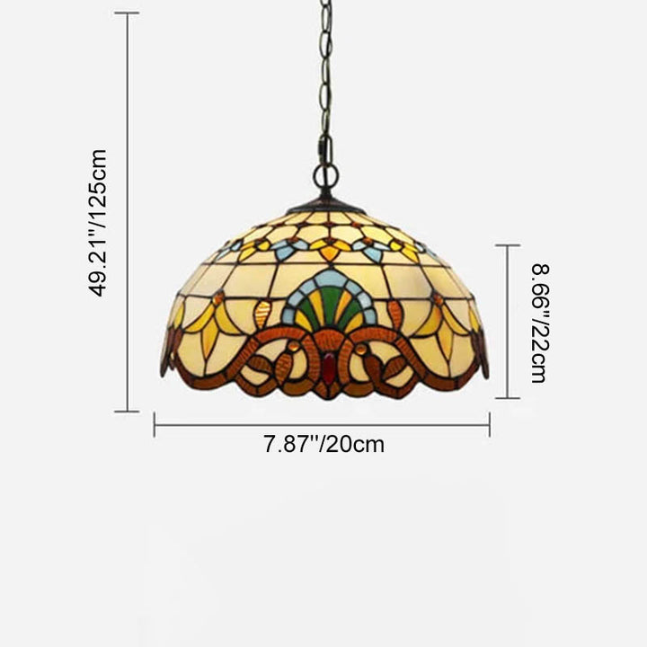 Tiffany Stained Glass 1-Light Bowl Shape Pendant Light