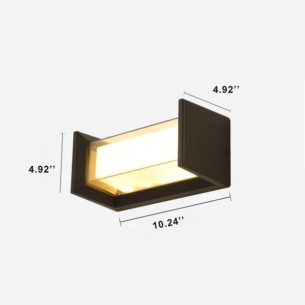 Lampe murale moderne étanche à LED rectangulaire à 1 lumière pour l&