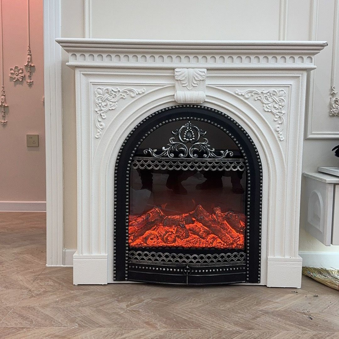 Traditional French Square High-Density Fiberboard Mantel 2-Tier Storage For Living Room