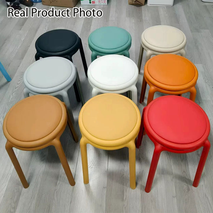 Silla Redonda PP de Cuero PU Minimalista Moderna para Sala de Estar 