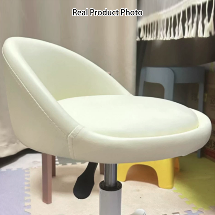 Tabouret de coiffeuse moderne minimaliste rond en cuir microfibre rembourré avec quincaillerie, mobile et réglable pour chambre à coucher 