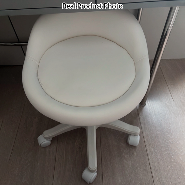 Tabouret de coiffeuse moderne minimaliste rond en cuir microfibre rembourré avec quincaillerie, mobile et réglable pour chambre à coucher 