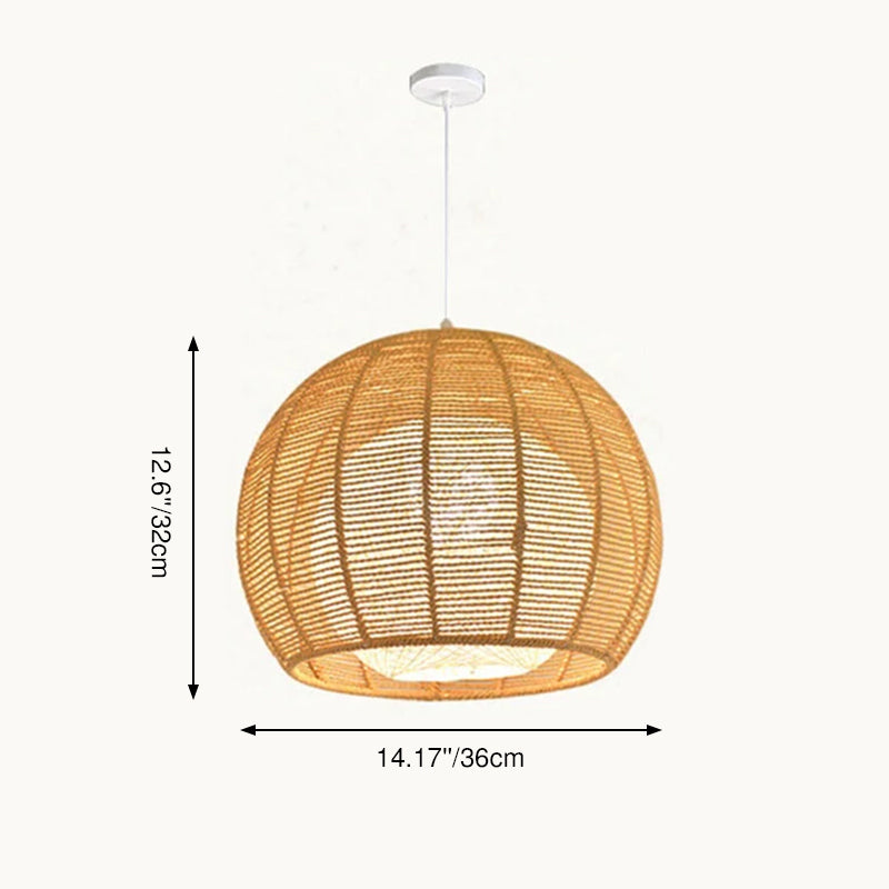 Moderna Lámpara Colgante de Globo de 1 Luz con Pantalla Doble de Ratán 