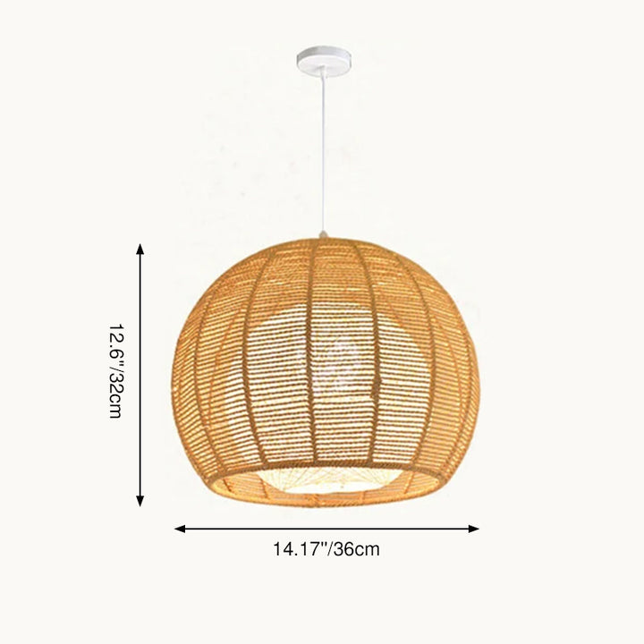 Moderna Lámpara Colgante de Globo de 1 Luz con Pantalla Doble de Ratán 
