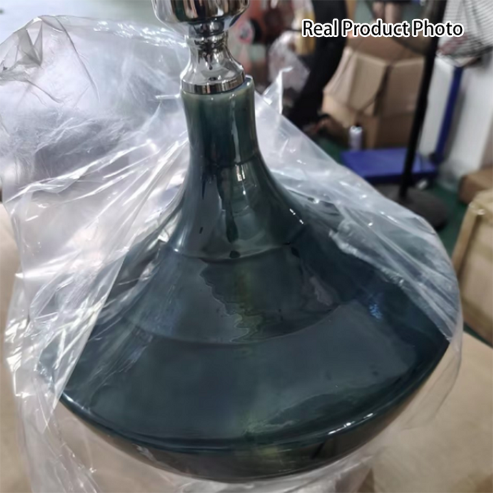 Lámpara de Mesa de 1 Luz con Pantalla de Tela de Estilo Transicional Moderno y Base de Jarra de Cerámica para Estudio 
