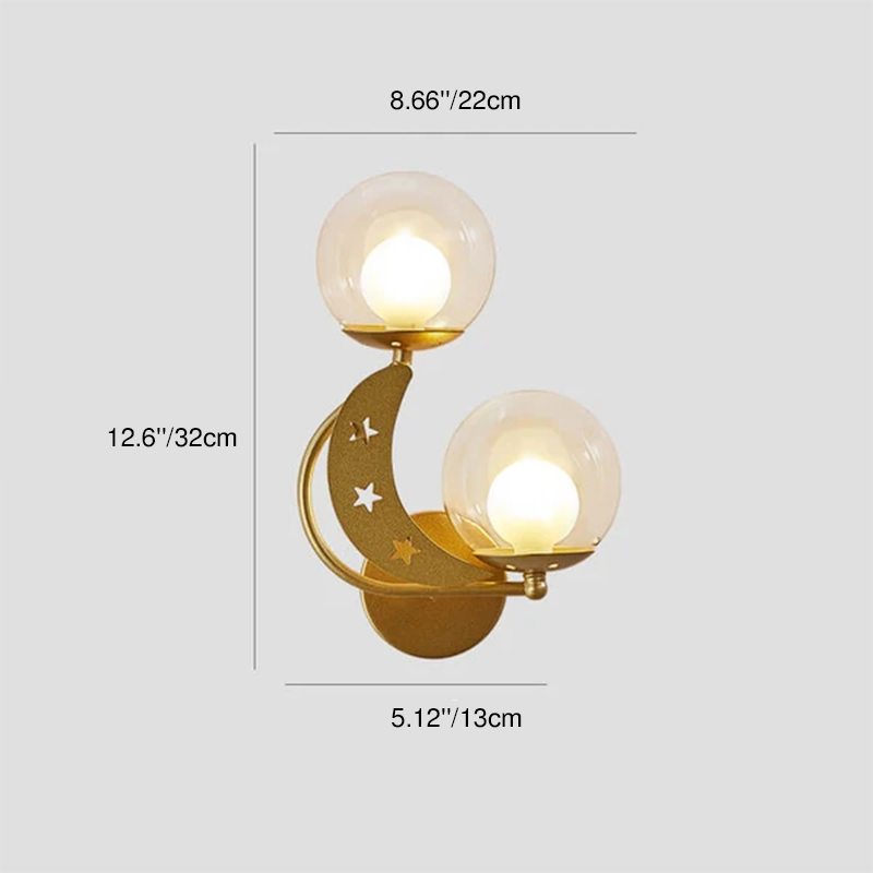 Nordic Kreative Glas Globus Lampenschirm Mond Stern Dekoration Design 2-Licht Wandleuchte 
