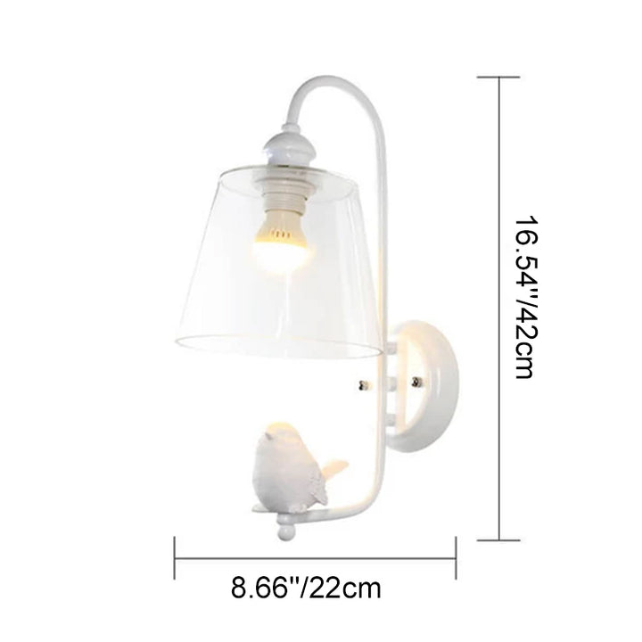 Contemporary Creative Resin Iron Glass Bird/Angel Design 1-Light Wall Sconce Lamp For Living Room & Bedroom