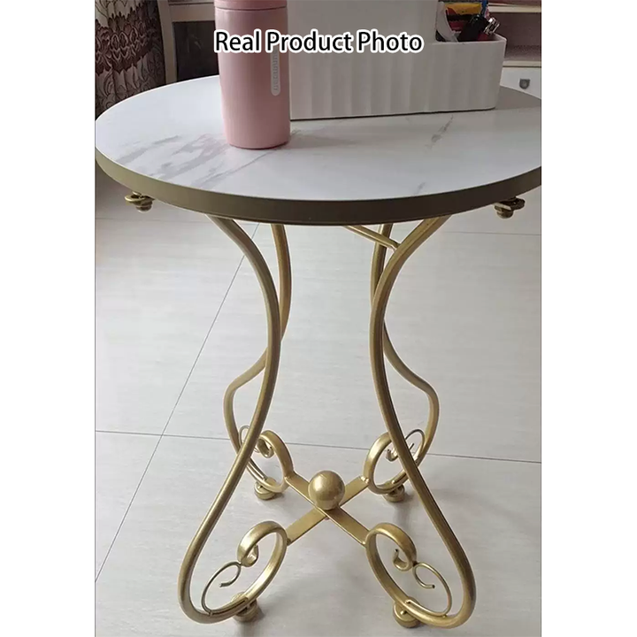 Contemporary Nordic Round Heart Base MDF Metal Coffee Table For Living Room