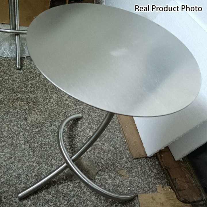 Mesa de café redonda en forma de J de acero inoxidable minimalista moderna para sala de estar 