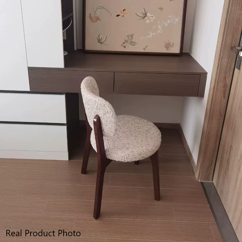 Moderno minimalista redondo de algodón-lino madera de fresno silla de comedor de madera maciza respaldo sin brazos para comedor y cocina 