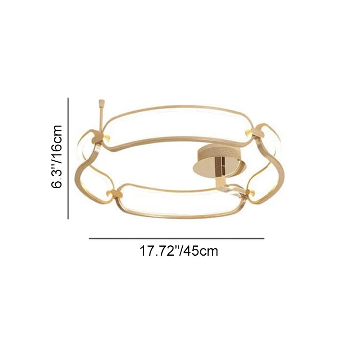 Modern Simplicity Ring Combination Design Hardware Acrylic LED Semi-Flush Mount Light For Living Room