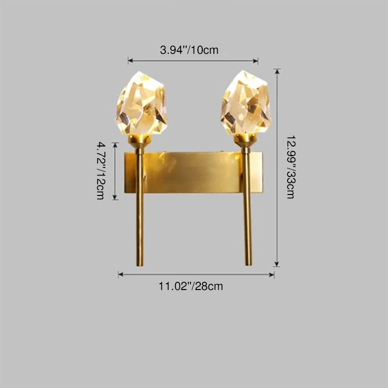 Contemporary Luxury Brass Crystal Scepter Design 1/2-Light LED Wall Sconce Lamp For Living Room &amp; Bedroom