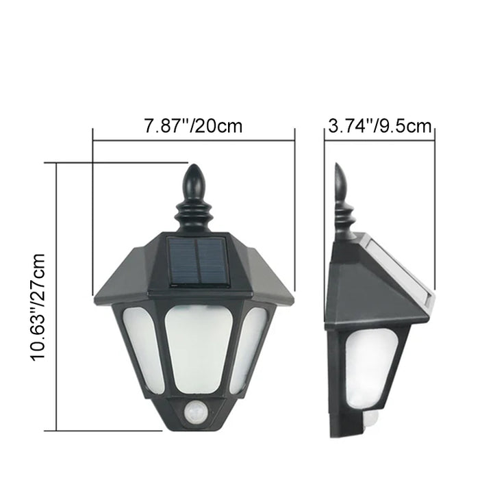 Modern Minimalist ABS Lantern-shaped Solar Waterproof LED Outdoor Wall Sconce Lamp For Outdoor