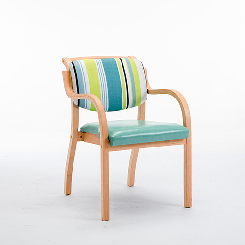 Moderner minimalistischer Esszimmerstuhl mit quadratischer gepolsterter Rückenlehne aus gebogenem Holz und PU-Leder für das Esszimmer 