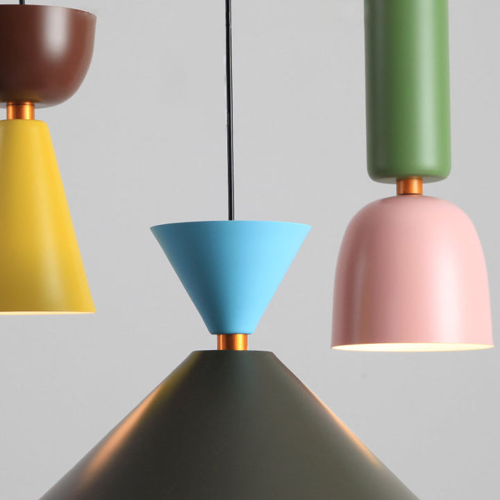 Modern Macaron Colorful Geometric Polygons Iron 1-Light Pendant Light