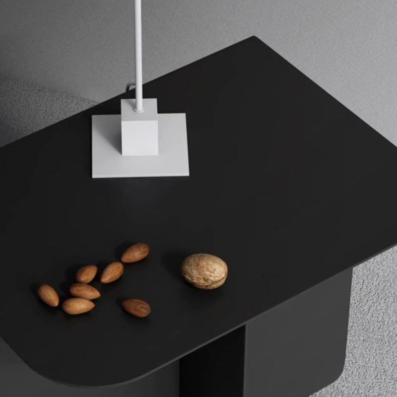 Mesa Auxiliar Moderna Minimalista Redonda Rectangular en Forma de T de Hierro y Acero Inoxidable con 1 Almacenamiento para Dormitorio 