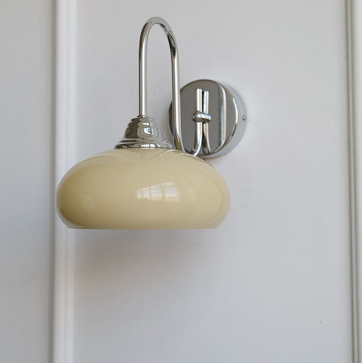 Contemporary Nordic Round Dome Iron Glass 1-Light Wall Sconce Lamp For Bedroom